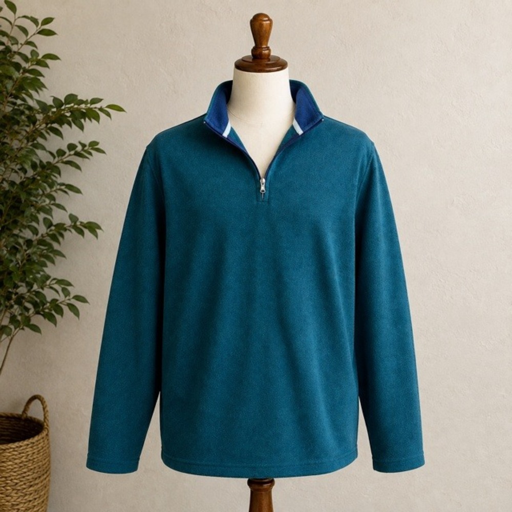 IZOD Advantage Mens 3XL Teal Quarter Zip Natural Stretch Pullover Sweater
